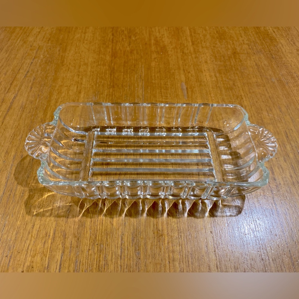 Vintage Glass Rectangular Shaped Butter/Candy/Nut Serving Dish